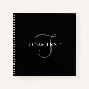 Elegant Text Black White & Grey Notebook