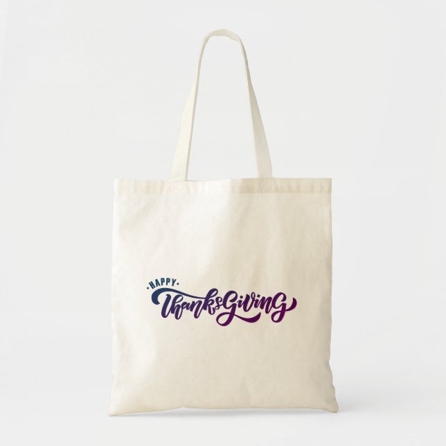 Elegant Text Happy Thanksgiving Typography  Tote Bag (Front)