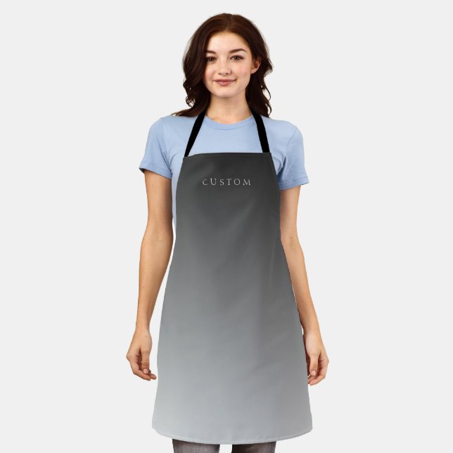 Elegant Text on Simple Modern Grey Ombre Gradient  Apron (Worn)