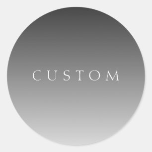Elegant Text on Simple Modern Grey Ombre Gradient  Classic Round Sticker