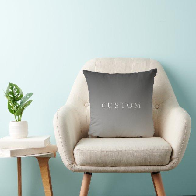Elegant Text on Simple Modern Grey Ombre Gradient  Cushion (Chair)