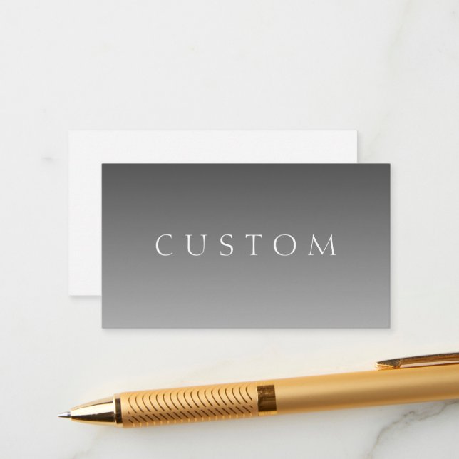 Elegant Text on Simple Modern Grey Ombre Gradient  Enclosure Card (Front/Back In Situ)