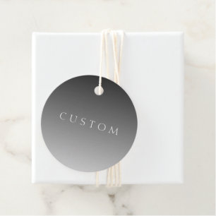 Elegant Text on Simple Modern Grey Ombre Gradient  Favour Tags