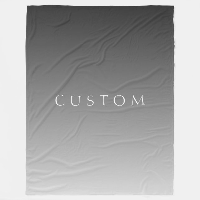Elegant Text on Simple Modern Grey Ombre Gradient  Fleece Blanket (Front)