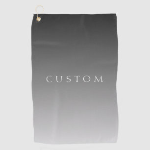 Elegant Text on Simple Modern Grey Ombre Gradient Golf Towel