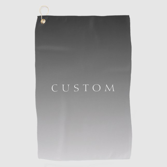 Elegant Text on Simple Modern Grey Ombre Gradient  Golf Towel (Front)