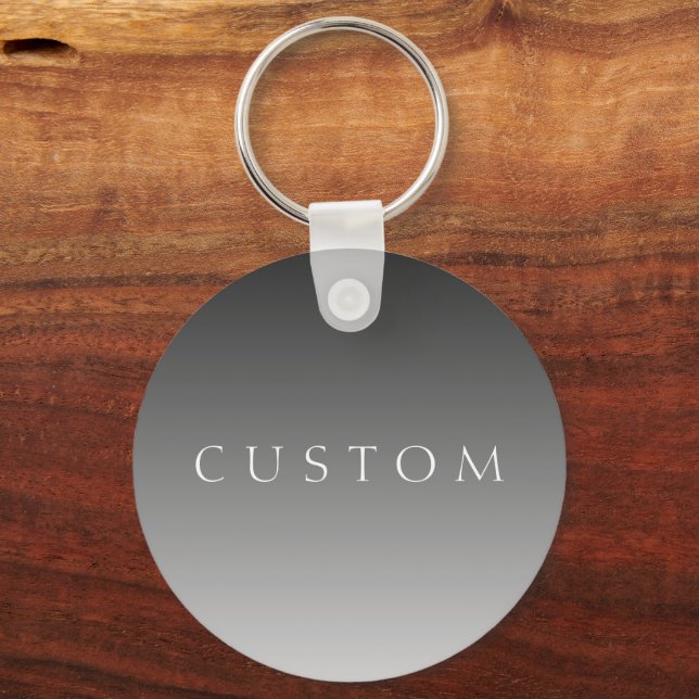 Elegant Text on Simple Modern Grey Ombre Gradient  Key Ring (Front)