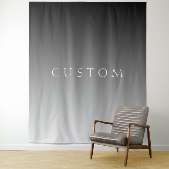 Elegant Text on Simple Modern Grey Ombre Gradient  Tapestry (In Situ)