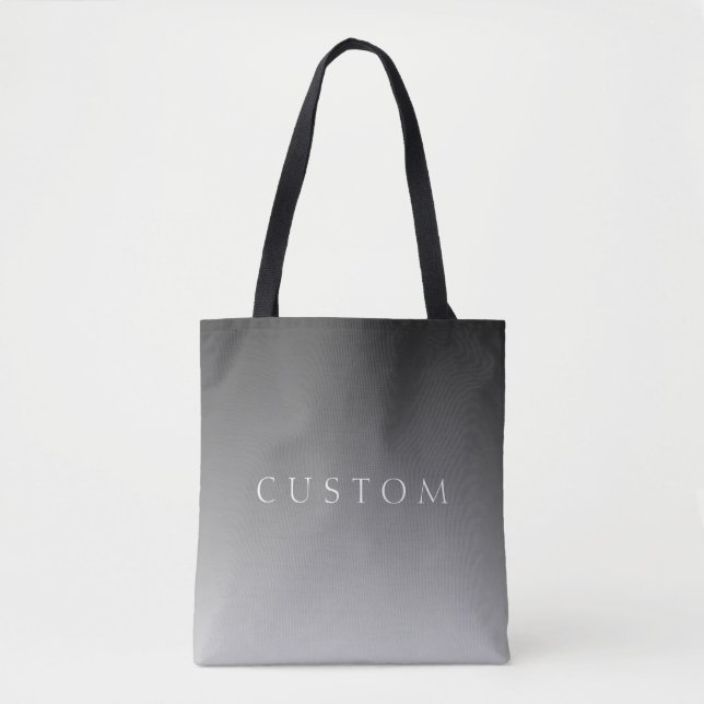 Elegant Text on Simple Modern Grey Ombre Gradient  Tote Bag (Front)
