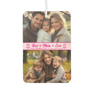 Elegant Text Photo Mother's Day Watercolor Pink Car Air Freshener