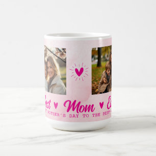 Elegant Text Photo Mother's Day Watercolor Pink Coffee Mug