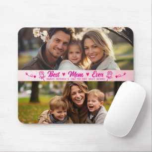 Elegant Text Photo Mother's Day Watercolor Pink Mouse Mat