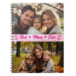 Elegant Text Photo Mother's Day Watercolor Pink Notebook
