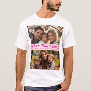 Elegant Text Photo Mother's Day Watercolor Pink T-Shirt