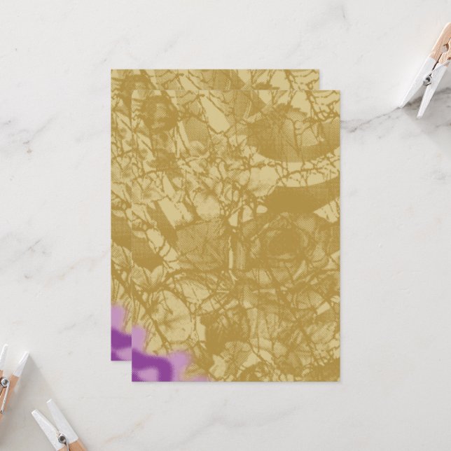 Elegant textile design featuring a golden backgrou invitation (Front/Back In Situ)