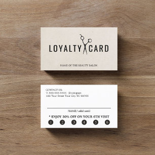 Elegant Texture Beige Pink Black Scissors Bold Loyalty Card