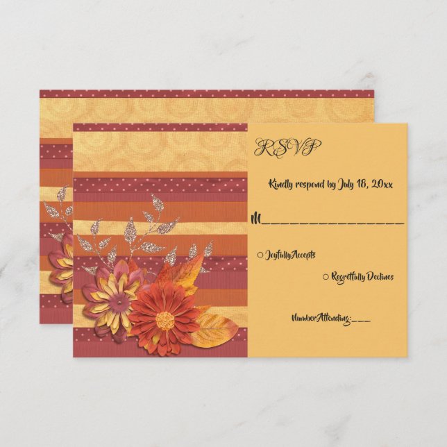 Elegant Texture Burgundy Modern Floral Wedding RSVP Card (Front/Back)