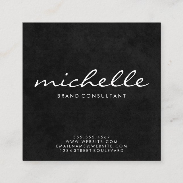 Elegant Texture Cursive Text Square Business Card (Front)