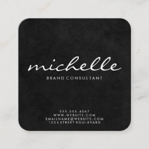 Elegant Texture Cursive Text Square Business Card