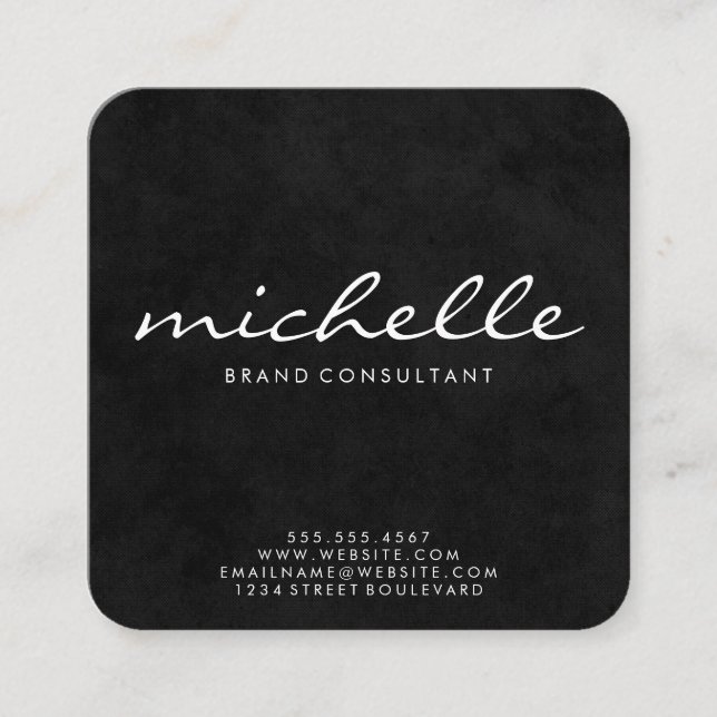 Elegant Texture Cursive Text Square Business Card (Front)