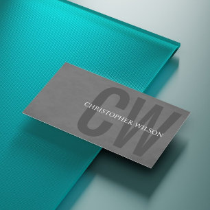 Elegant Texture Grey Bold Monogram Consultant Business Card