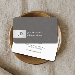 Elegant Texture Grey Silver Monogram Attorney Business Card
