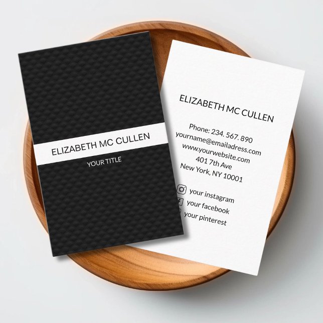 Elegant Texture Stripe Black & White Business Card (Creator Uploaded)