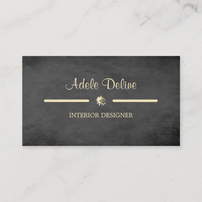Elegant Textured Grey Interior Designer Business Card (Front)