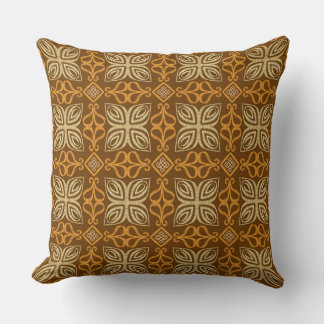 Elegant Thai Seamless Pattern in Brown and Gold  Cushion
