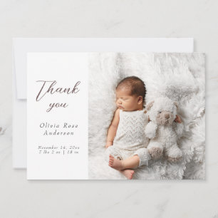 Elegant Thank Baby Photos Modern Calligraphy Birth Announcement