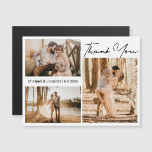 elegant thank you 3 photos collage wedding magnet