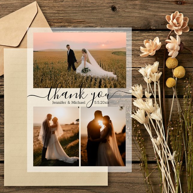 elegant thank you 3 photos wedding  acrylic invitations (Creator Uploaded)