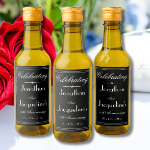  Elegant Thank You B & W Mini Wedding Anniversary  Wine Label