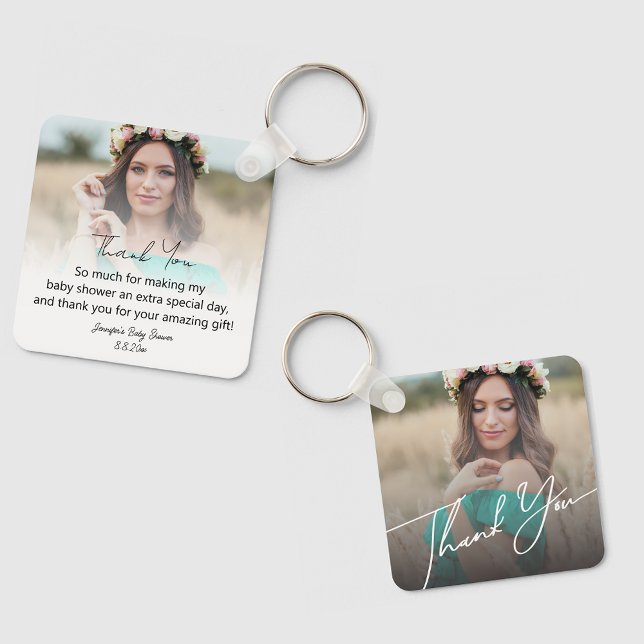 elegant thank you baby shower 2 photos modern key ring (Creator Uploaded)