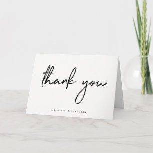 Elegant Thank You Black and White Script Card