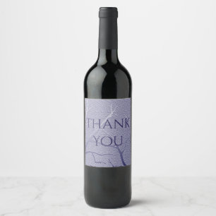 Elegant Thank You Blue Winter Branch Appreciation Wine Label