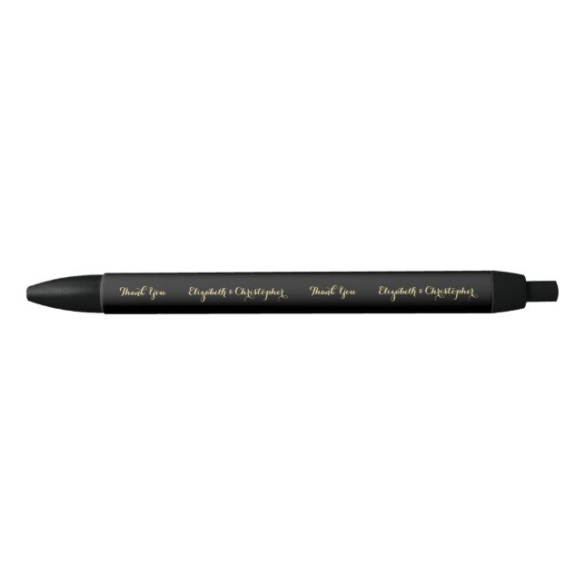 Elegant Thank You Business Birthday Wedding Favour Black Ink Pen (Front)