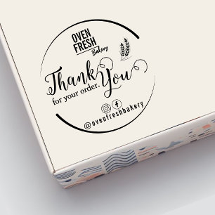 Elegant Thank You Business Name Bakery Rubber Stamp