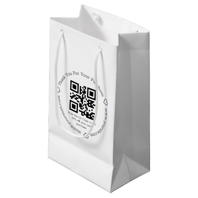 elegant thank you business qr code  small gift bag (Front Angled)