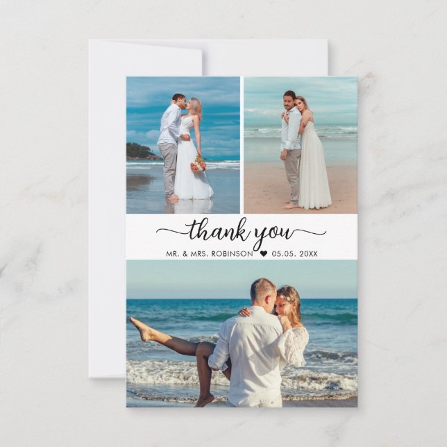 Elegant Thank You Calligraphy Collage Wedding  (Front)