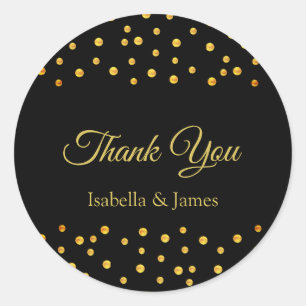 Elegant Thank You Calligraphy on Black Classic Round Sticker
