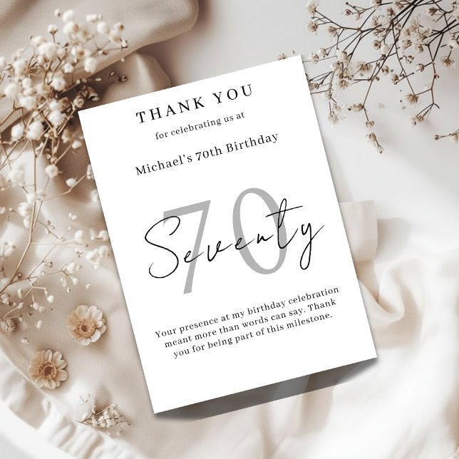 Elegant Thank You Card for 70th Birthday Celebrati (Creator Uploaded)