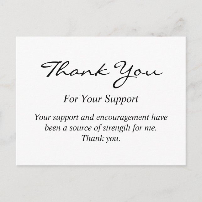 Elegant Thank You Card for Support (Front)