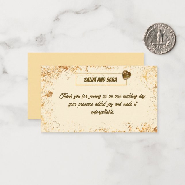 Elegant Thank you Card for Wedding Guests (Front/Back In Situ)
