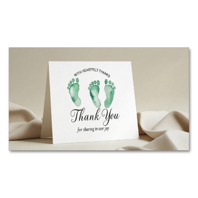 Elegant Thank You Card with Baby Footprints – Newb (Front)