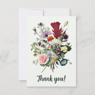 Elegant Thank You Colourful Vintage Wildflowers Card