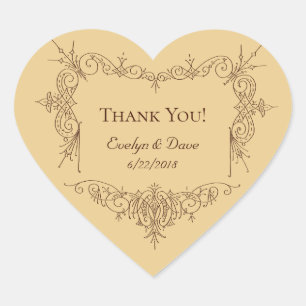 Elegant thank you couples Custom texts CC0984 Heart Sticker