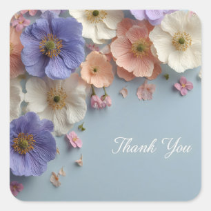 Elegant Thank You Design with a Pastel Arrangement Square Sticker