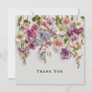 Elegant "Thank You" Design with Hanging Flowers Thank You Card