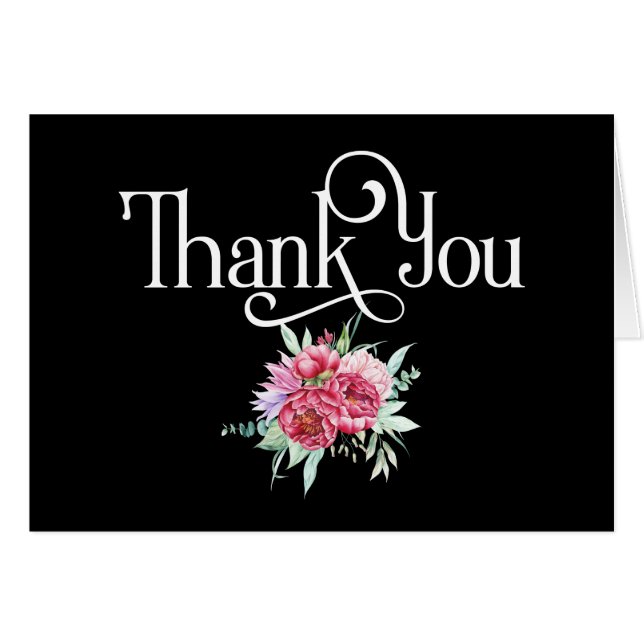 Elegant Thank You Design with Peony Flowers (Front Horizontal)